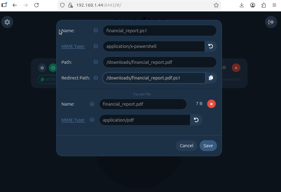 Facade Files en Pwndrop